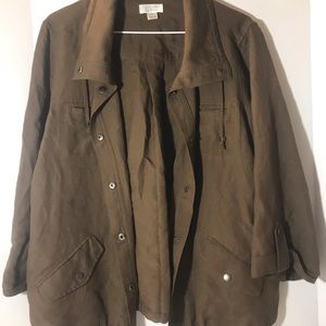 Christopher & Banks jacket size xl linen rayon brown office core busines…